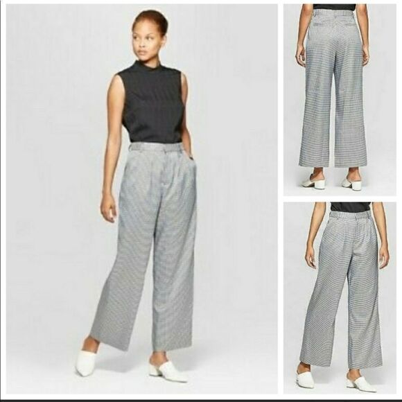 Prologue  Target Houndstooth Plaid Check Wide Leg Cropped  Trouser Pants - Picture 7 of 10